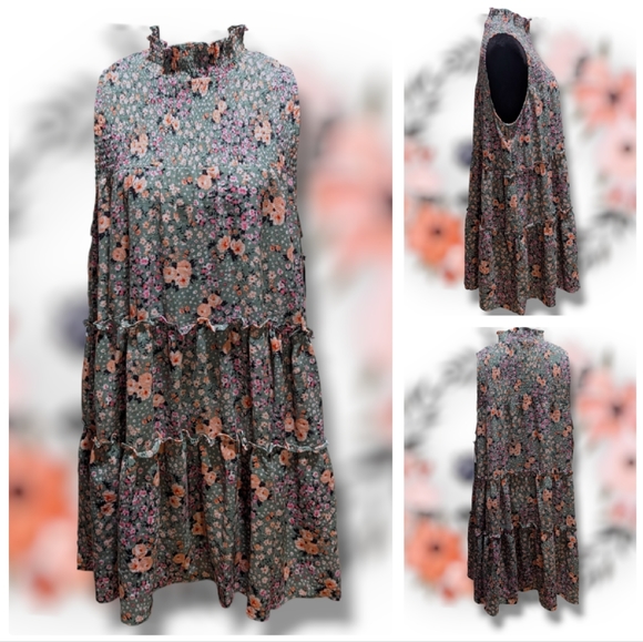 Liberty Love Dresses & Skirts - 🆕Mock Neck Smocked Floral Dress size 2X